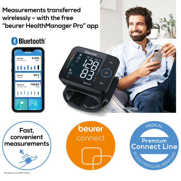 BEURER - Wrist Blood Pressure Monitor 'Bluetooth Enabled' (BC54) - Cardiac X  Blood Pressure Monitor 