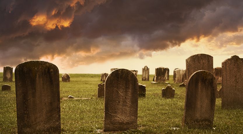 tombstones in a field