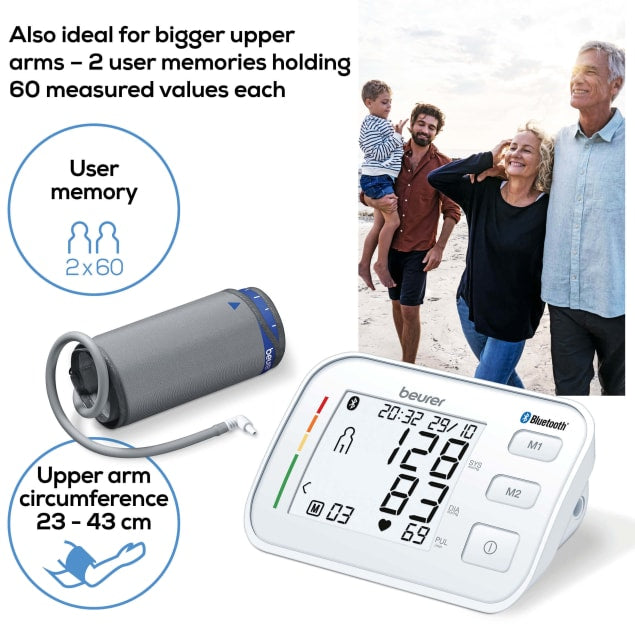 BEURER - Bluetooth Upper Arm Blood Pressure Monitor (BM57) - Cardiac X  Blood Pressure Monitor 