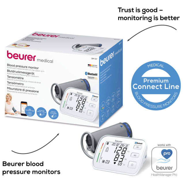 BEURER - Bluetooth Upper Arm Blood Pressure Monitor (BM57) - Cardiac X  Blood Pressure Monitor 