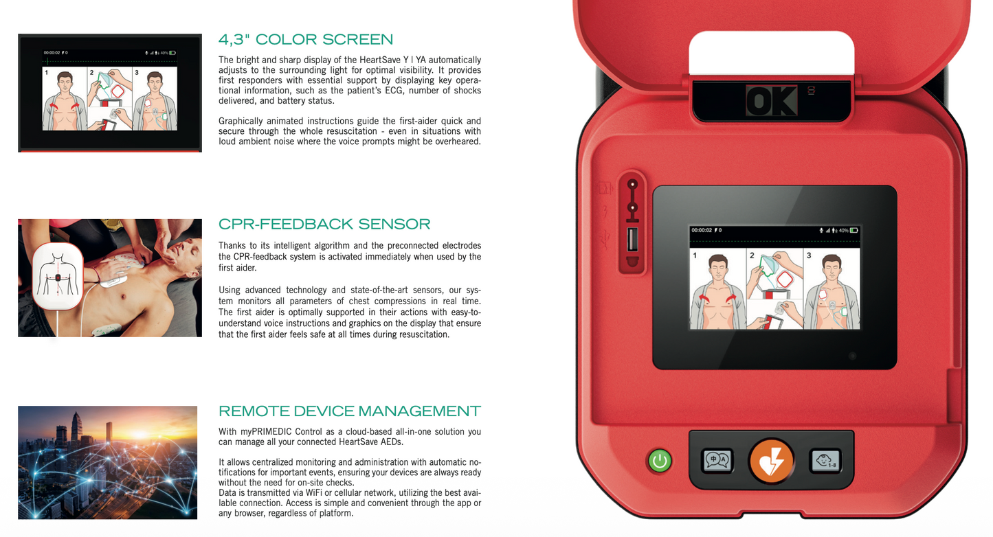 PRIMEDIC HeartSave Y8 Display CPR/WIFI/LTE (Semi Automatic)