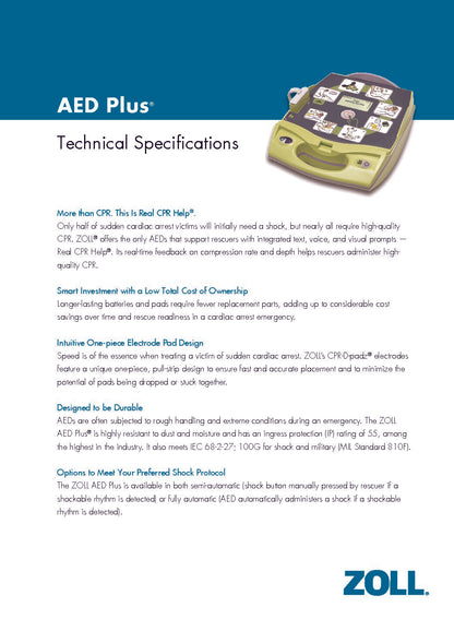 ZOLL AED Plus Defibrillator - Cardiacx Automated External Defibrillator